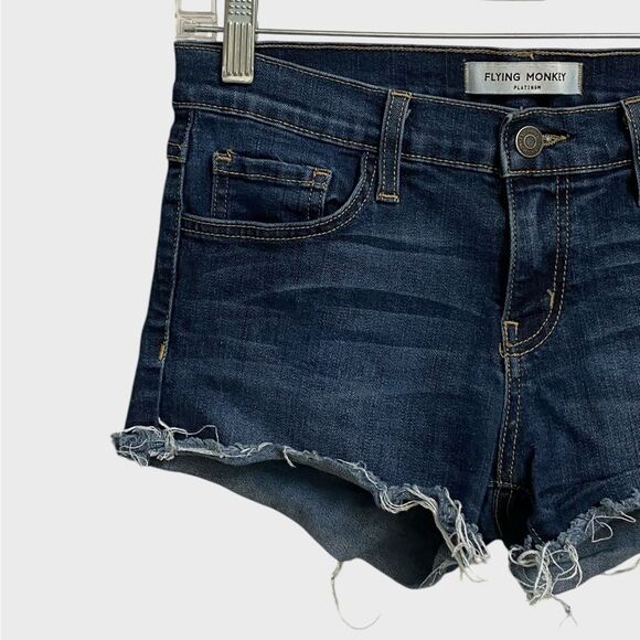 Flying Monkey Cutoff Jean Shorts Women's 27 Raw Hem Dark Wash Denim Made in USA - Picture 2 of 11
